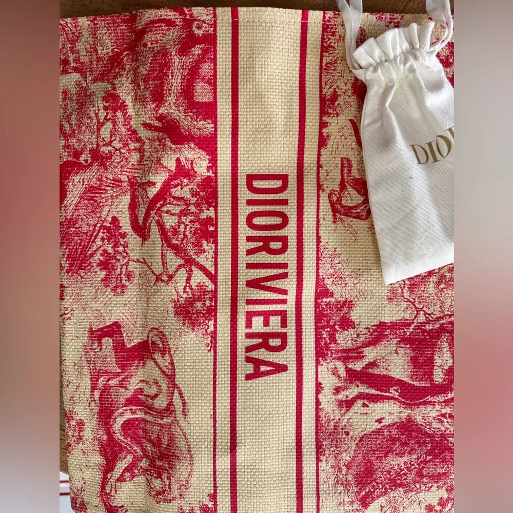 Dior Red and Cream Dioriviera Tote Bag - Picture 5 of 7
